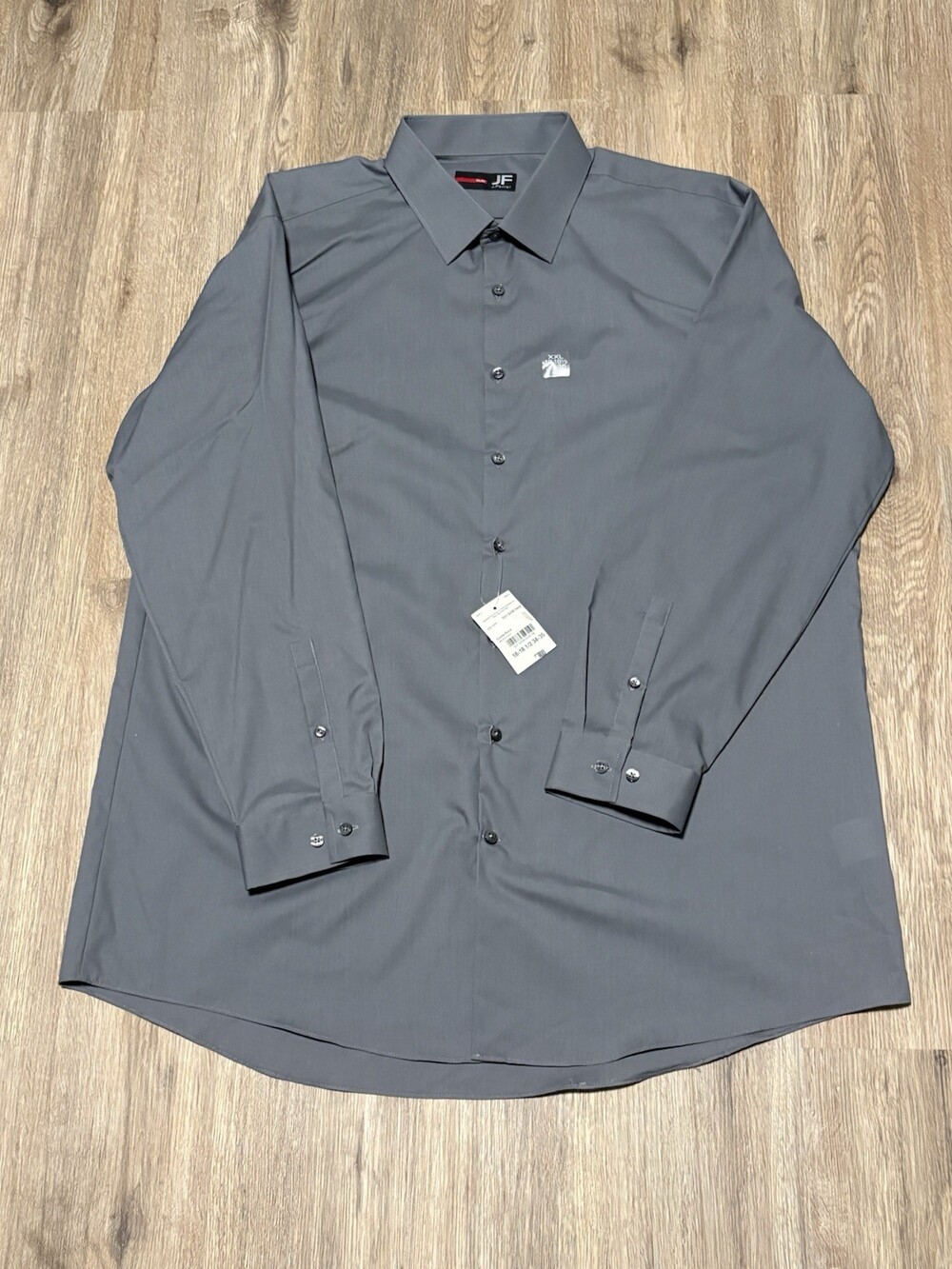 New! J Ferrar Mens Slim 2XL 18-18.5 34/35 Gray Dress Shirt Office Business